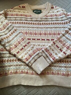 Vintage American Eagle Cream Fair Isle Knit Granniecore Sweater